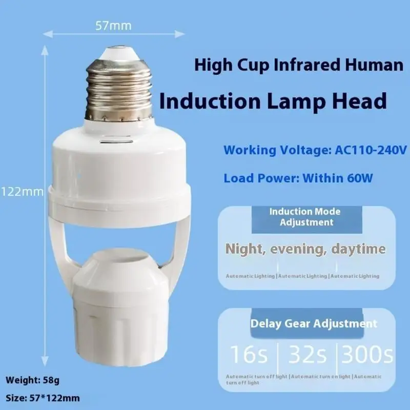 Y1UB Auto On/Off Light Socket Adapters Infrareds Sensorings Technology Energy Saving Design Universal Fit Construction