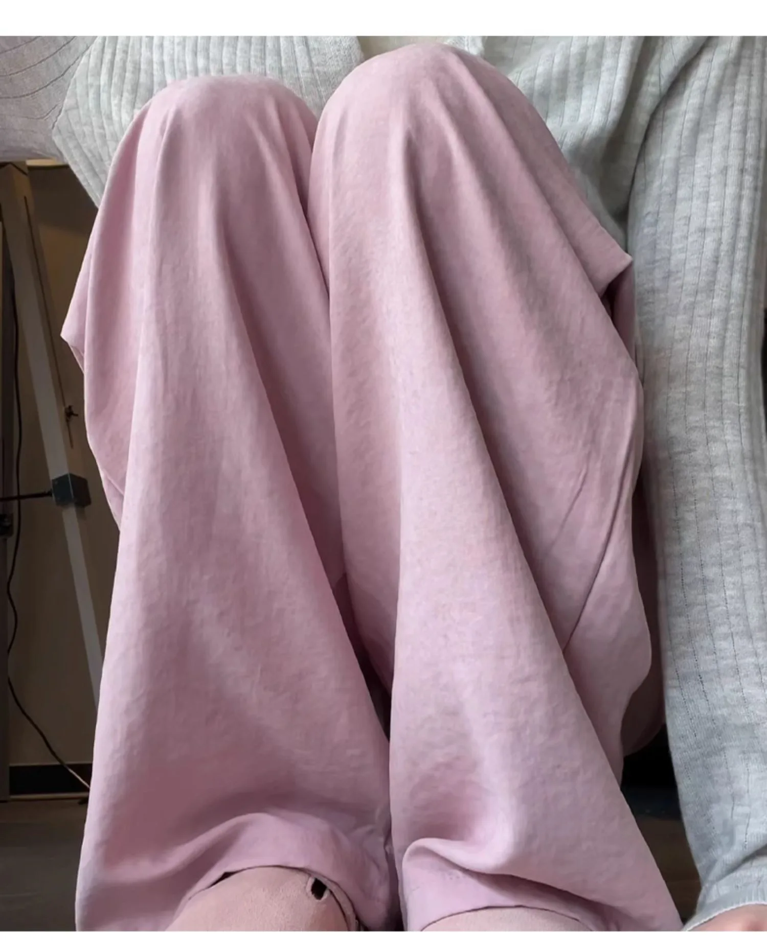 Calças de perna larga veludo feminino inverno lã pelúcia casual relaxado barriga-controle pesado engrossado em camadas forro sherpa 2025