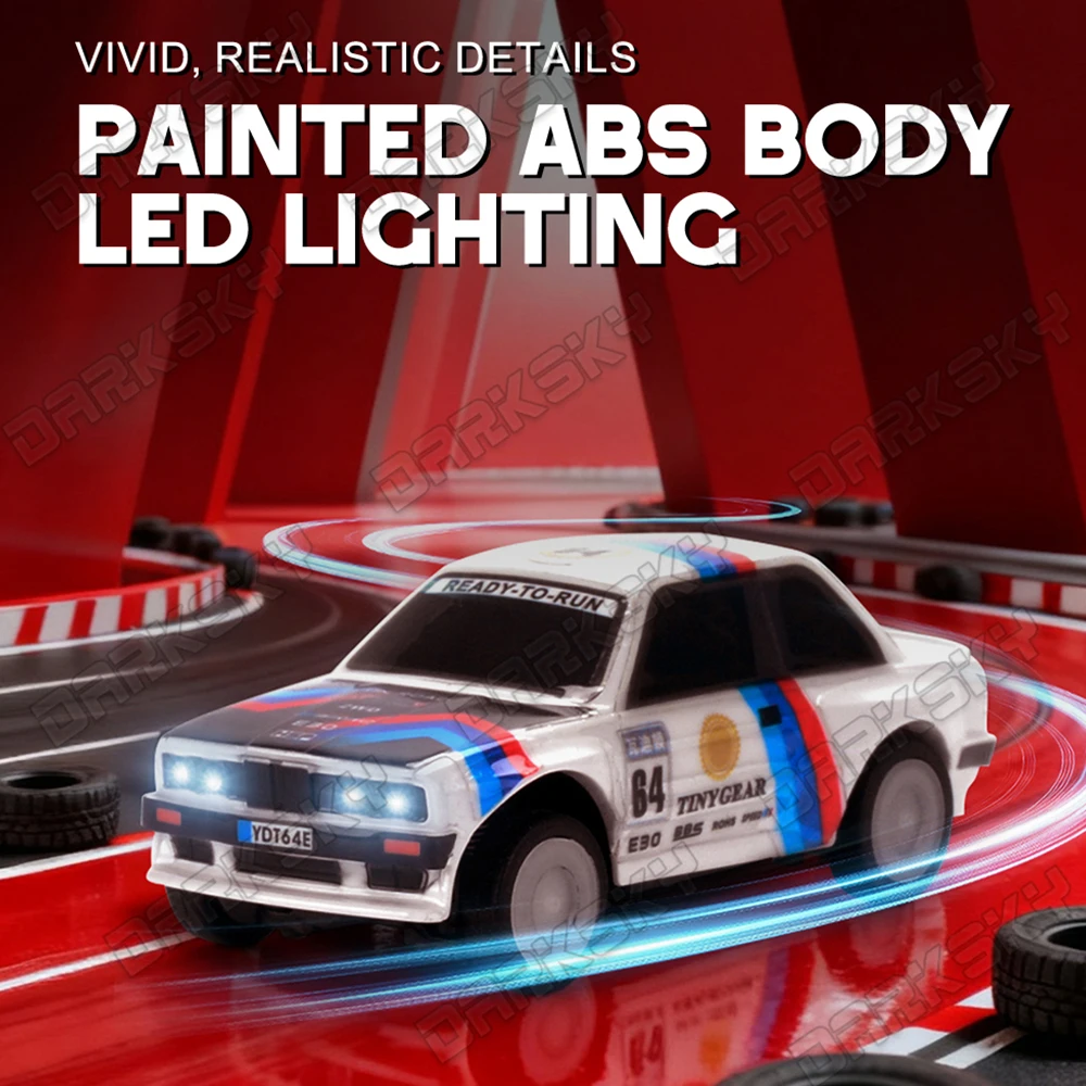 1/64 RTR Mini RC TinyGear RC voiture télécommandée Simulation de bureau arrière entraînement plat voiture de sport voiture de course jouet