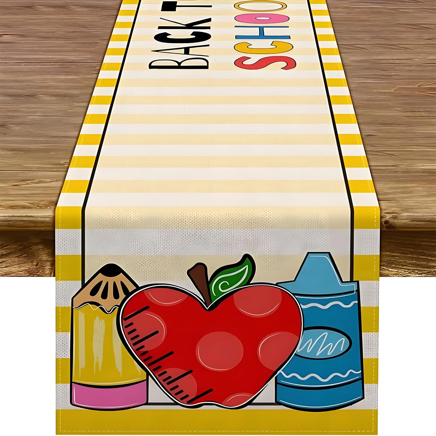 New Back to school season table flag Yellow school supplies party event theme party table flag decoration table layout