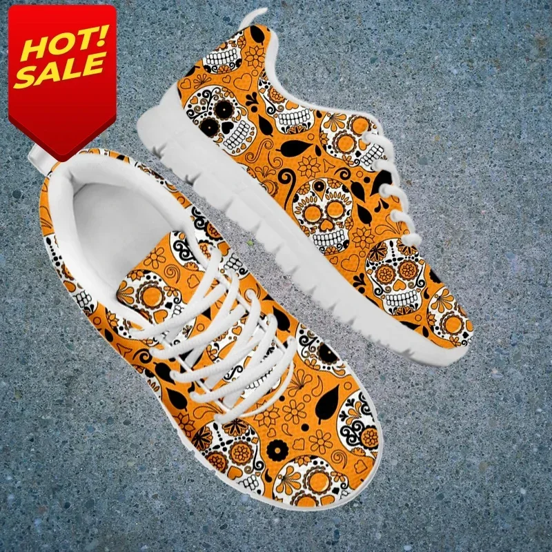 Red Rose Donna Sneakers Stringate Sugar Skull Stampa Floreale Scarpe In Mesh Light Casual Nero Walking Calzature Dr