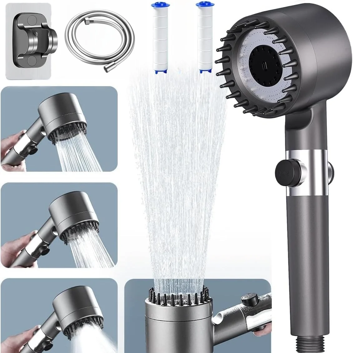 Pommeau De Douche INEX Europa - 5 Modes, Tuyau Acier Inox 175cm, Économie D'Eau | Haute Pression