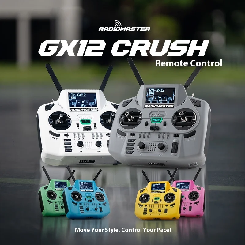 Radiomaster Gx12 Crush Remote Control Elrs Protocol Dual 2.4g Dual Channel Dual 1w Hall Joystick
