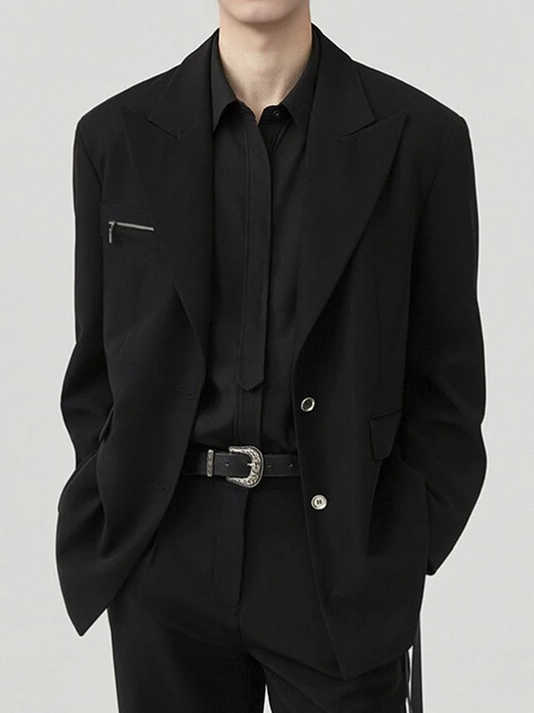 

Elegant Men's Casual Fashion Suit Jacket Loose Fit Commute Ready Light M Mature Top Spring Autumn Wear Polyester Fiber