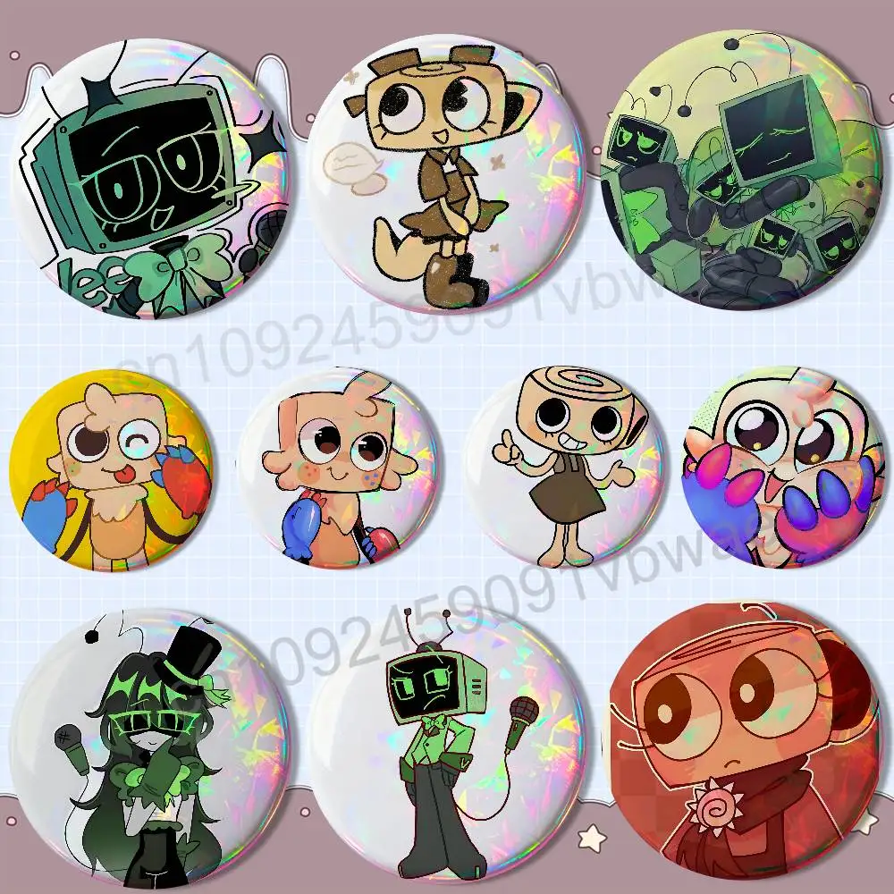 Badge Vee Shelly Goob Dandys World pour sac à dos, décoration de vêtements, broche ronde en fer blanc, cadeaux personnalisés amusants pour amis