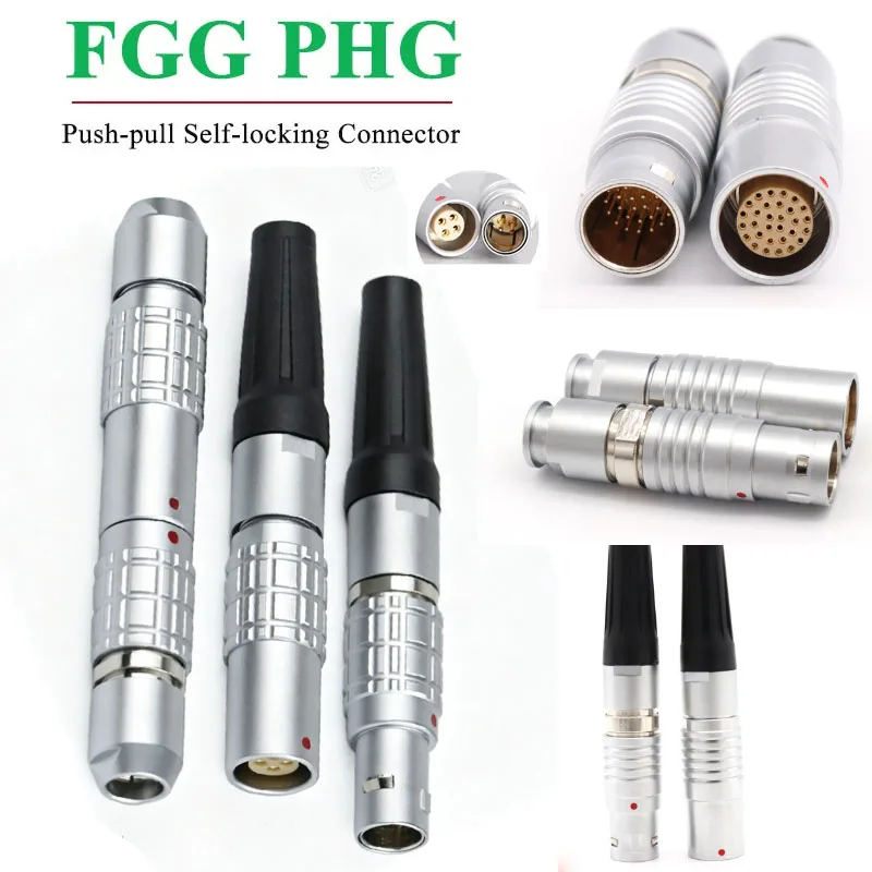 FGG PHG 0B 1B 2B 3B Push-pull Self-locking Connector Metal FGG PHG 2/3/4/5/6/8/9/10/12/14 Pin Air Docking Floating Socket Plug
