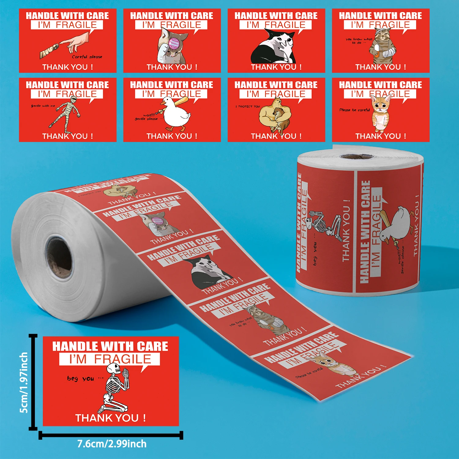 200Pcs Red Fragile Warning Stickers Large Size Handle with Care Do Not Drop Shipping Labels Packaging Moving Decoration Supplies view 6