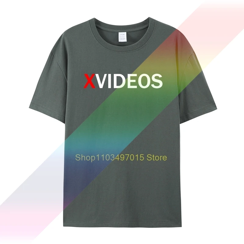 XVIDEOS للرجال شعار طاقم الرقبة تي شيرت ، تي شيرت كبير وطويل القامة ، القطن ، العلامة التجارية الشهيرة