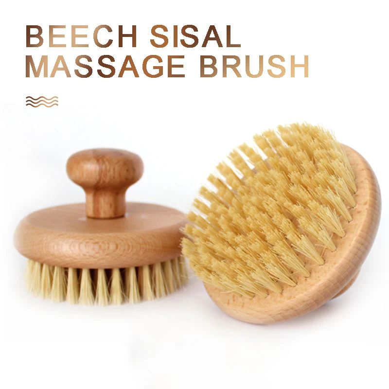 New Natural Round Shower Body Brush Beech Handle Calluses Remover Massage