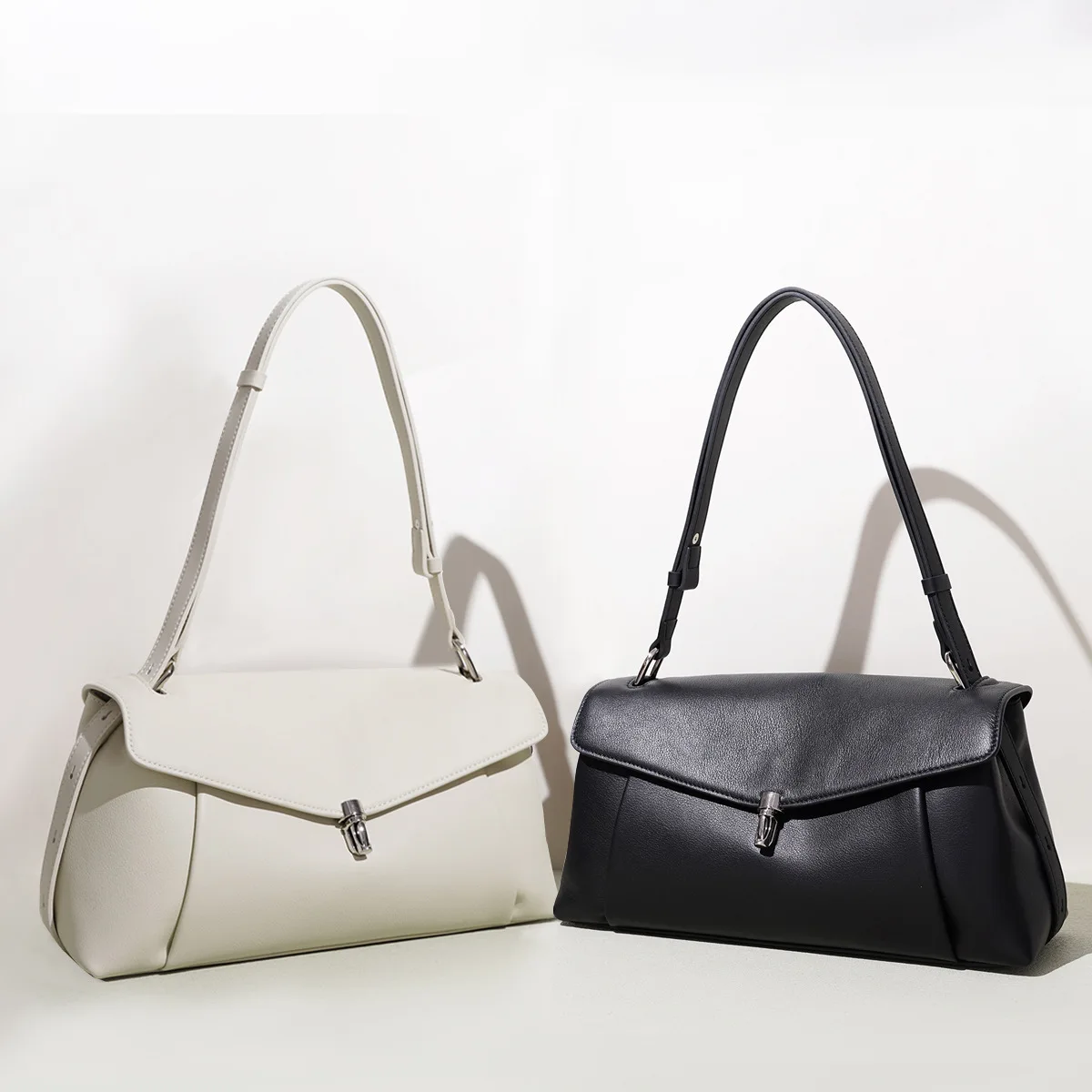 Korean Version Autumn/winter Women Handbag Fashion Simple Flap Shoulder Bag Versatile Genuine Leather Commuter Crossbody Bag