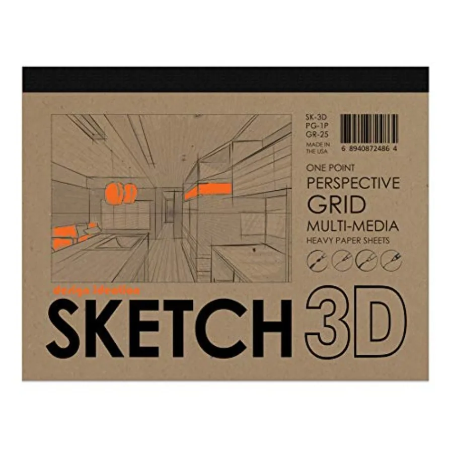

Perspective Grid PAD. Removable Sheet. Premium Paper. Smart-Bind Reinforced Lay Flat Binding. 1 Point. Grey. 8.5" X 11" PAD-255