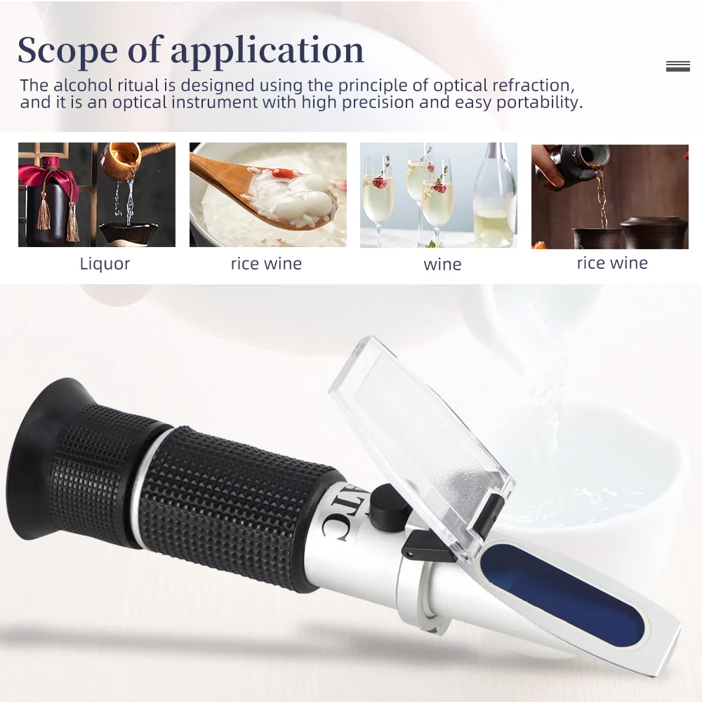 HandHeld  Alcohol Refractometer Liquor 0-80%  Alcohol Content Tester Wine Concentration Tester Portable Alcoholometer with ATC