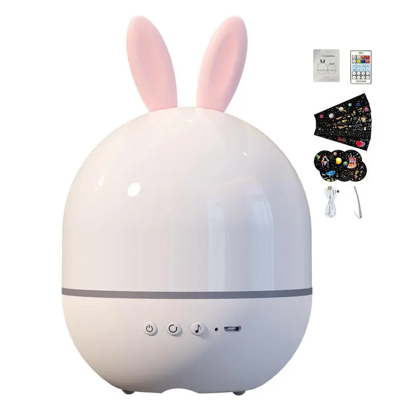 Night Light With Remote Control Starry Rabbit Projection Night Lamp Adjustable Brightness Projection Nightlight For Living Room