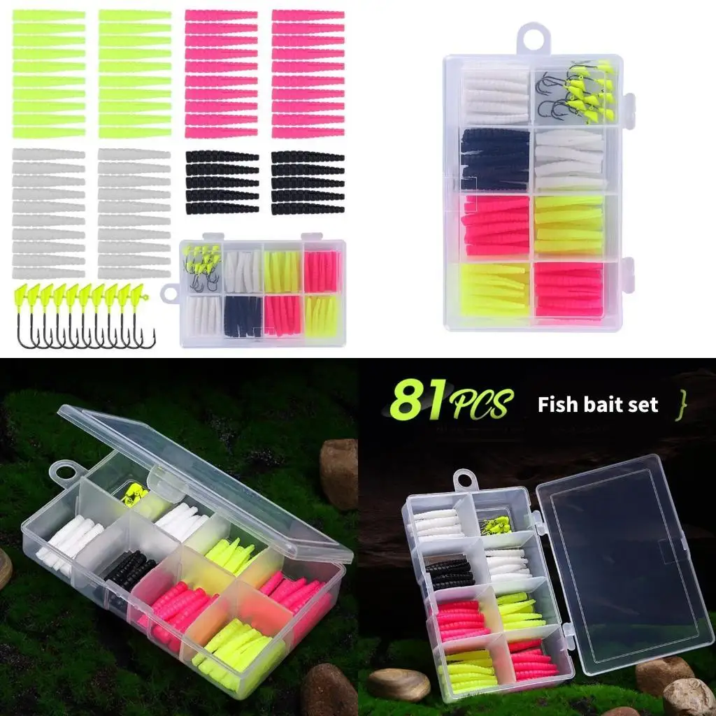 

R6FE 81pcs Set Soft Fishing Lures Artificial Baits Set for Freshwater and Saltwater