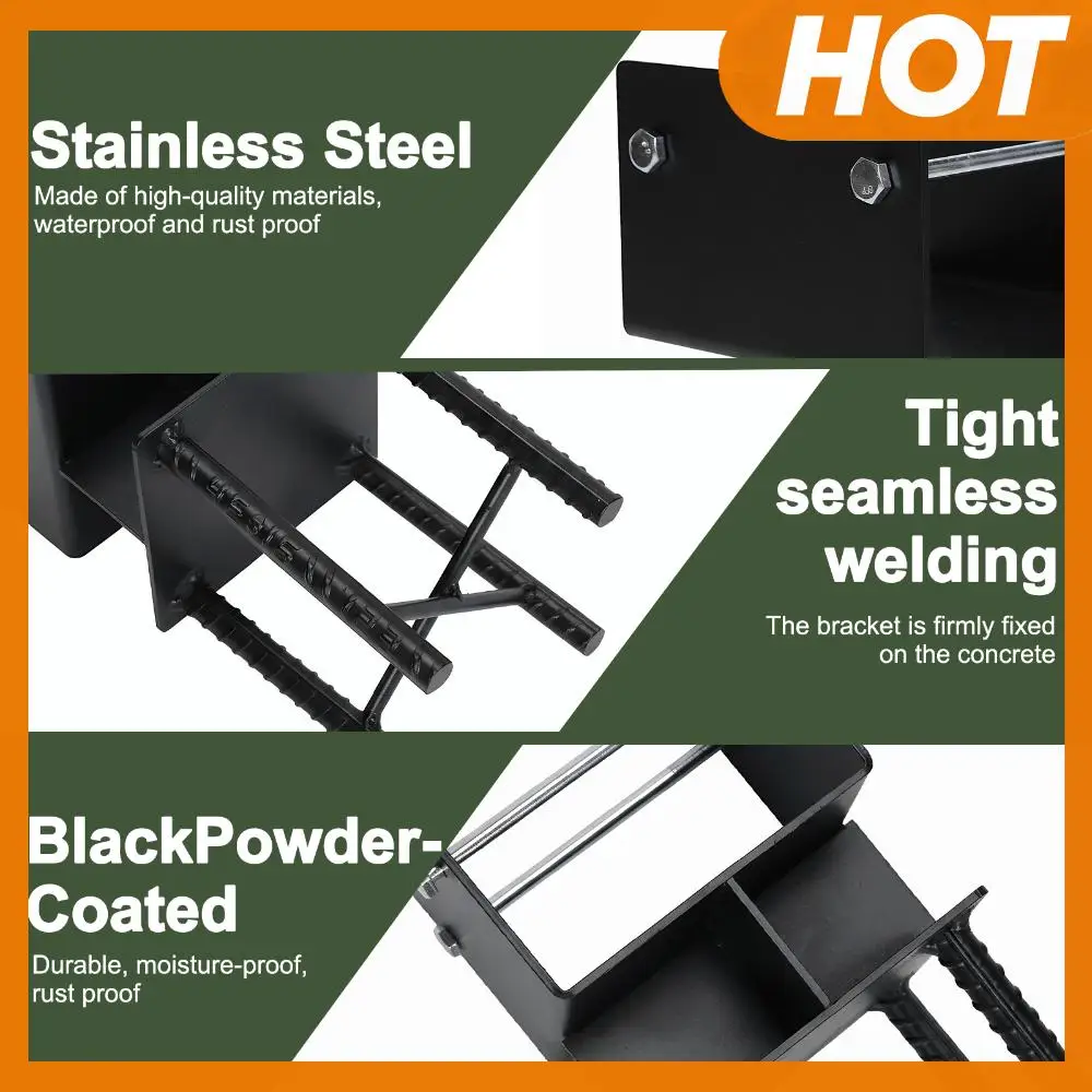 

4pcs Steel Deck Post Base U-Shaped 6x6 Powder-Coated Steel Post Bracket Inner Size 5.5inx5.5in for Porch Railing Pergola Support