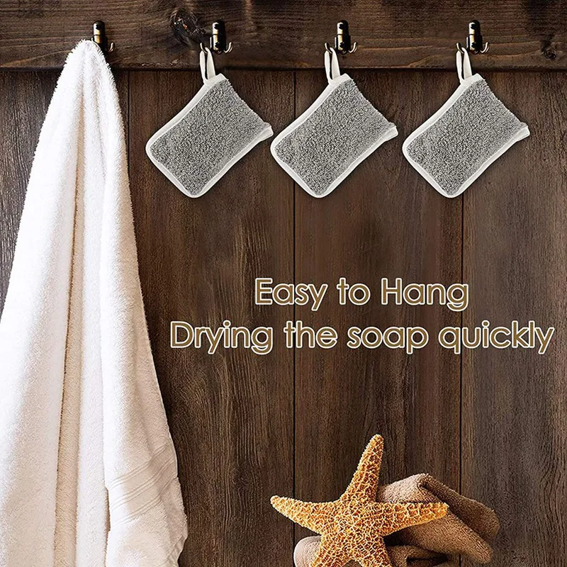 6 Pcs Soap Saver Pouch,Exfoliating Soap Bag Body Scrubber Exfoliator Sponge Holder Hanging Rope Bags For Bath Or Shower
