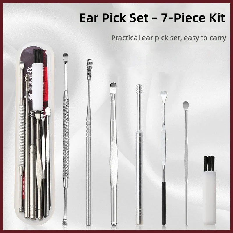 Stainless steel double-ended ear pick and forceps cleaning tool set