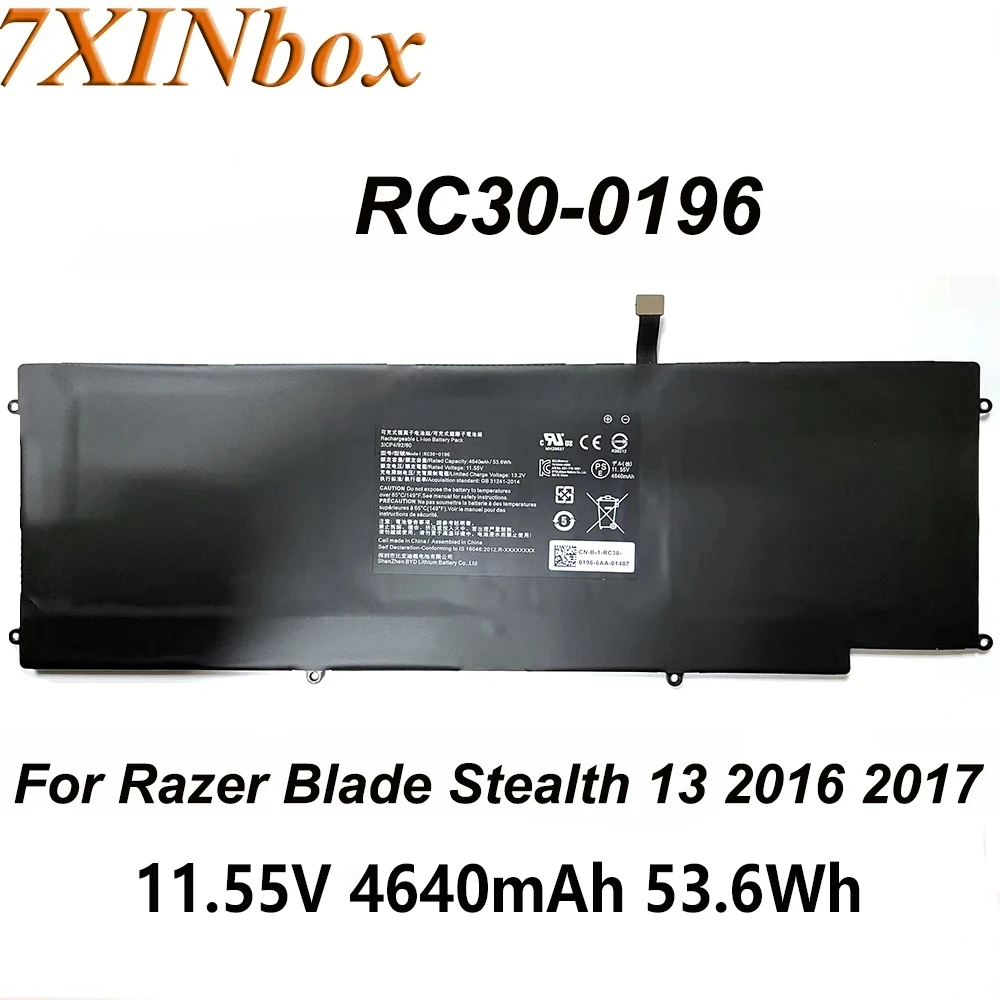 

7XINbox RC30-0196 11.55V 4640mAh Laptop Battery For Razer Blade Stealth 13 2016 2017 RZ09-0196 RZ09-01963 RZ09-02393