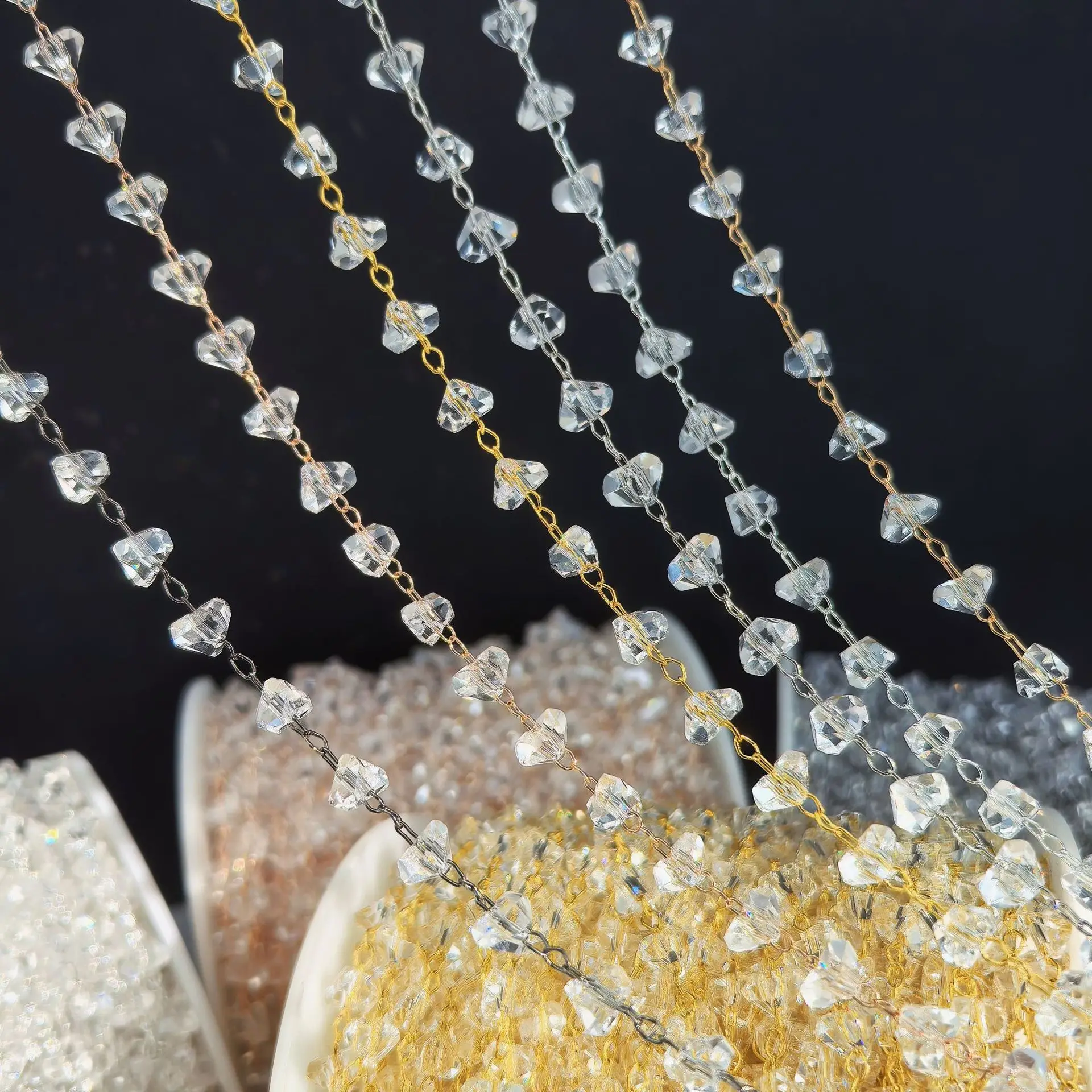

1m 18k Gold Plated Copper Crystal 6mm Triangle Chain For DIY DIY Earrings Tassel Bracelet Necklace Accessories Jewelry Making