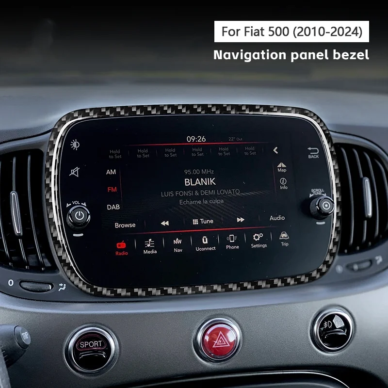 

2010-2024 для Fiat 500 ABARTH навигационная панель рамка из натурального углеродного волокна 3D декоративная наклейка
