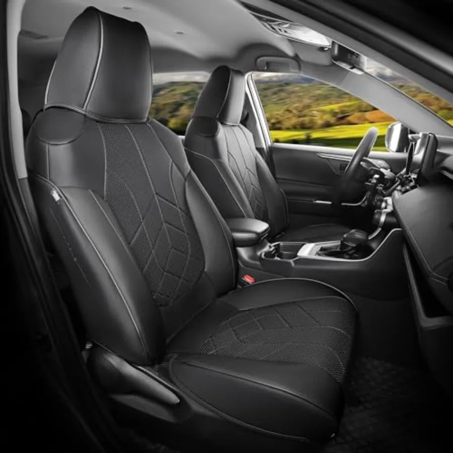 

Кожаные чехлы на автомобильные сиденья на заказ для моделей RAV4 20192025, включая RAV 4 Prime Hybrid XLE LE Limited XLE Premium, полный комплект черного цвета