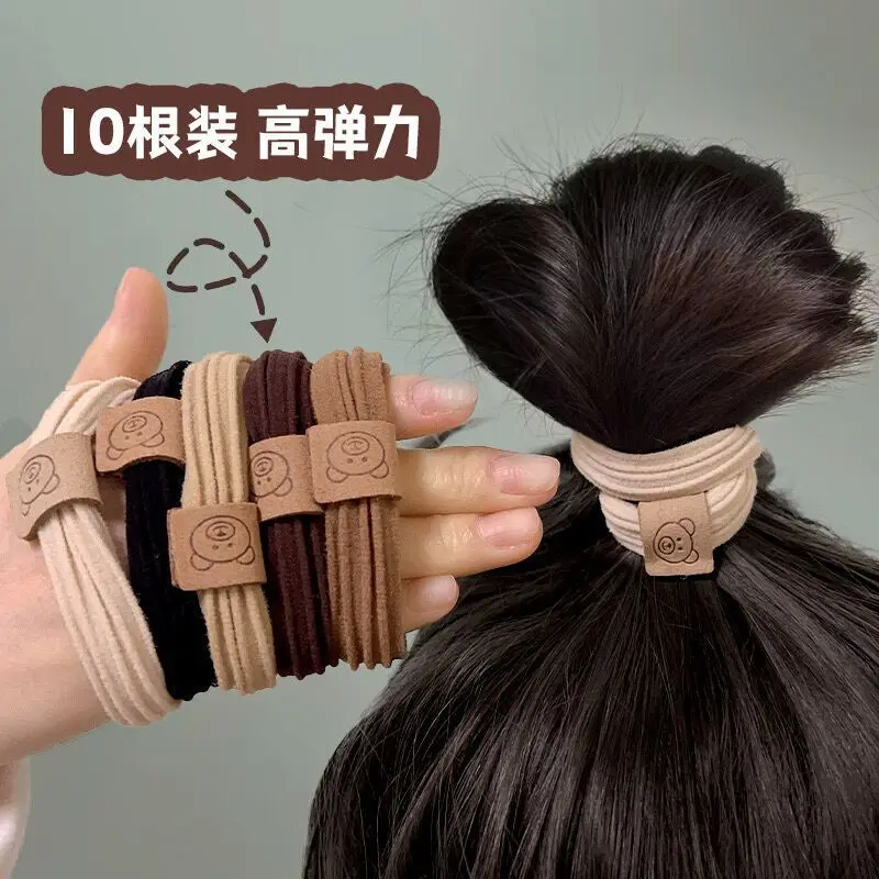 5/10 ชิ้น/เซ็ตหมีหนาลายง่ายผมวงยืดหยุ่นสูงสําหรับหญิงสาวผม Tie Scrunchie ยางวงผมอุปกรณ์เสริม