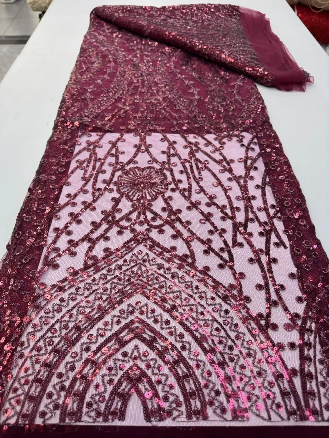 

African Mesh Lace Sequin Fabric,For Sewing,Clothes,Beaded,Tulle,Wedding Dresses,Embroidery,Fabrics By The Meter,Crafts,5 Yards
