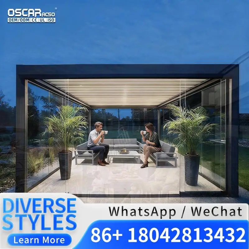 3m X 6m Bioclimatic  5 X 3m Powder Coated Aluminum Frame Pressure Treated Wood Nature Friendly for Garden Patio Backyard Pergola