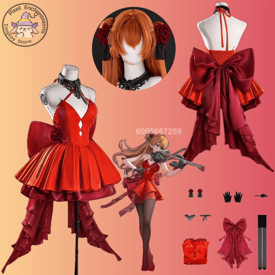 

Hot Game Asuka Langley Soryu Cosplay Costume EVA Role Play Sexy Red Dress for Women Adult ComicCon Halloween Party Suit Full Set