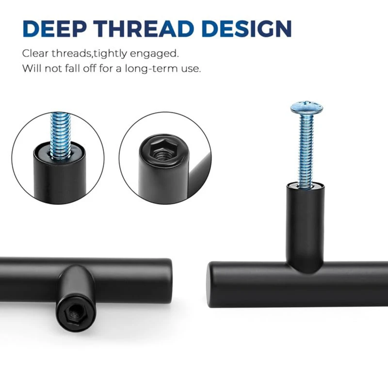 1ชิ้นมือจับสีดำสำหรับตู้และลิ้นชักสแตนเลสมือจับตู้เสื้อผ้าตู้ครัวดึงลูกบิดลิ้นชัก