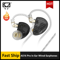KZ AS16 Pro In Ear Wired Earphones 16BA Balanced Armature HIFI Bass Monitor Headphones  Noise Cancelling Earbuds Sport Headset