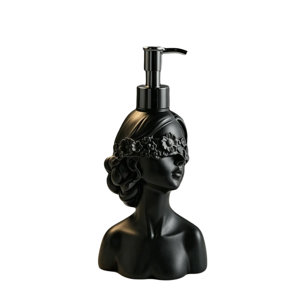 Resin Blindfold Girl Lotion Pump Press Type Vintage Bust Statue Soap Dispenser Unique Goth Style Hand Sanitizer Bottle