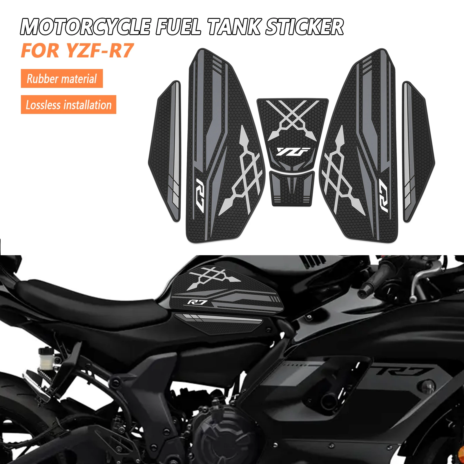 Motorcycle side fuel tank pad For Yamaha YZF-R7 YZFR7 2021-2025 YZF R7 2024 Tank Pads Protector Stickers Knee Grip Traction Pad