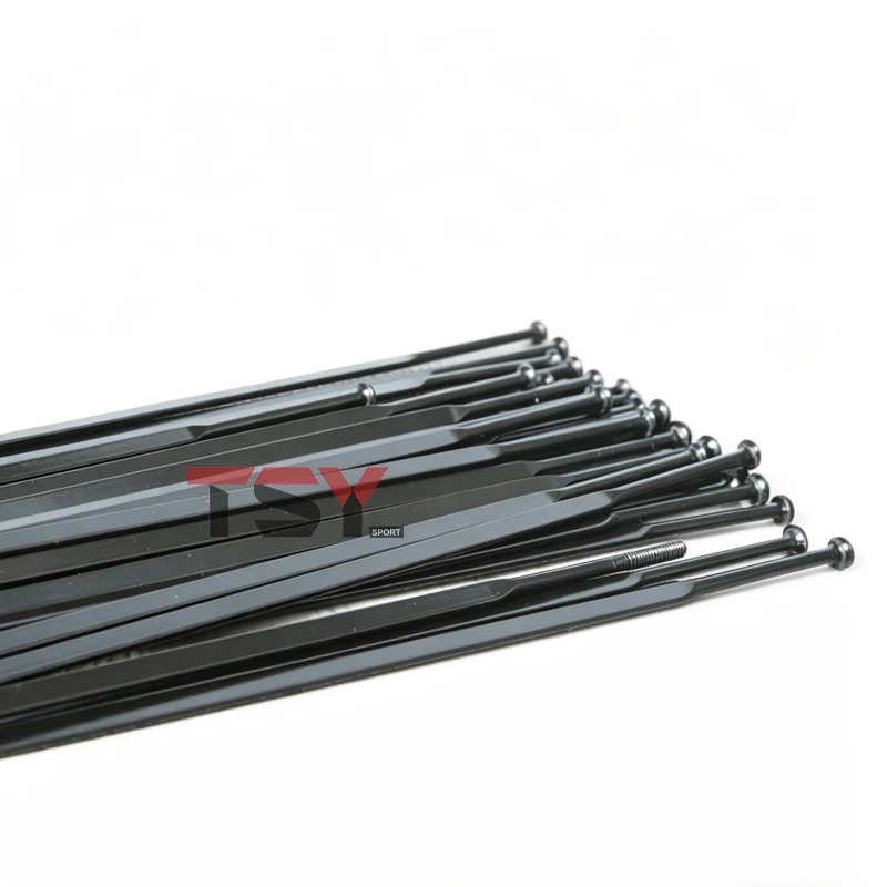 20 Stück Gerade Flache Speichen 14G Schwarzer Stahl Rays MTB Rennrad Speichen 700C Aero 3,0mm Flache Speichen+Messingnippel 260-298mm – Detail 6