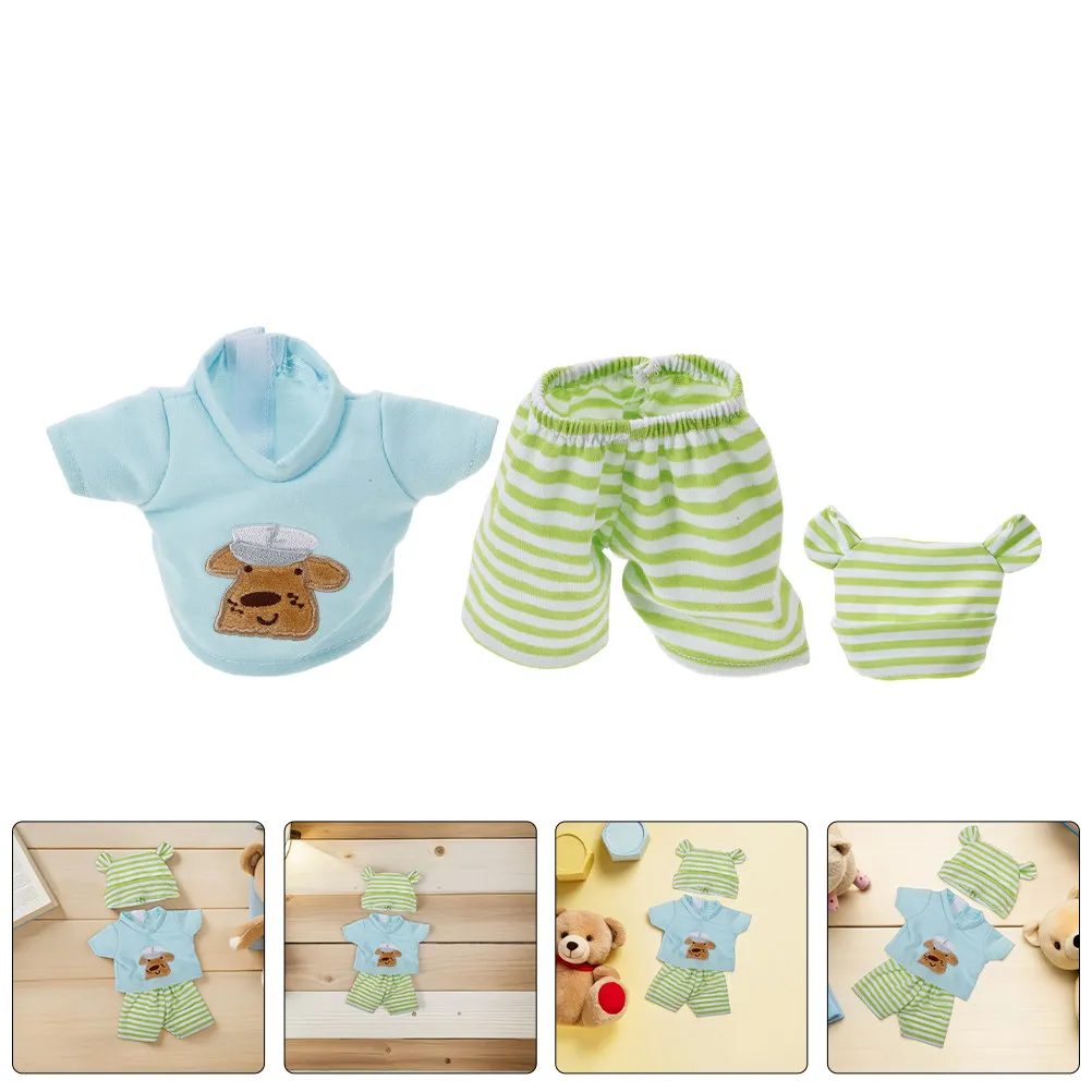2Set Change Clothes Baby Fashion Outfits for 10 Inch Vinyl Cotton Striped Dress-Up Accessories for Playtime