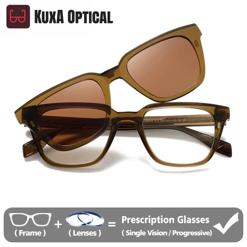 Okulary przeciwsłoneczne KUXA New Square z magnetycznym mocowaniem, uniseks, optyczne, polaryzacyjne, korekcyjne, progresywne, do jazdy na zewnątrz.