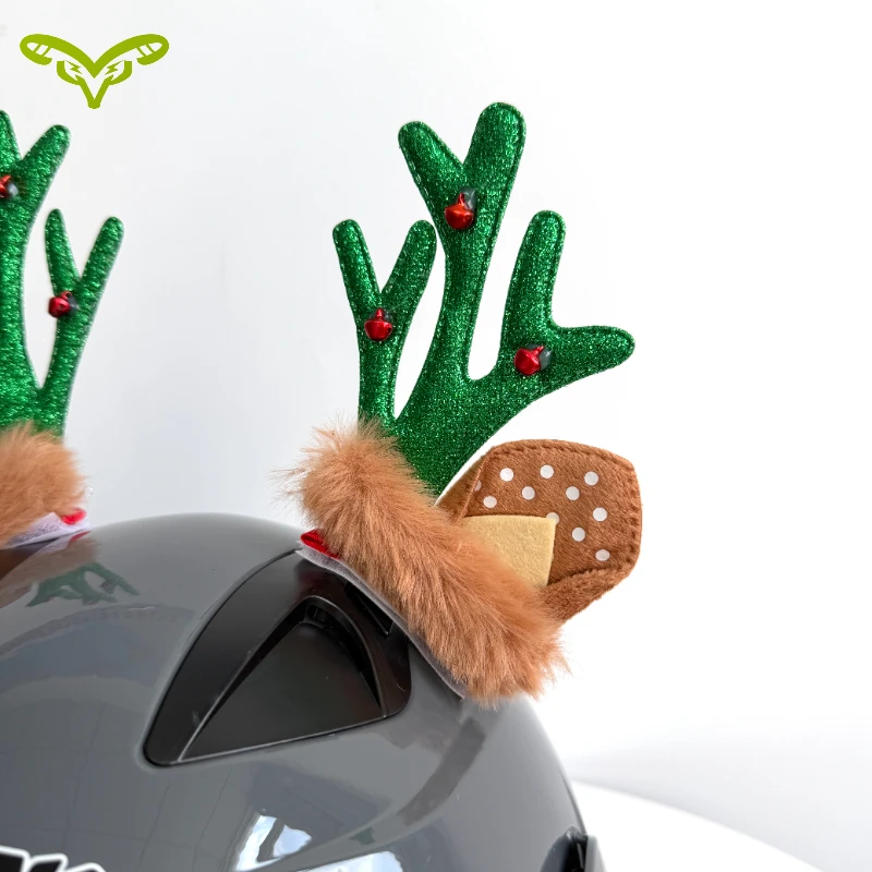Christmas Motorcycle Helmet Decoration Cute and Interesting Helmet Ears Reindeer Santa Claus Cartoon Decoration