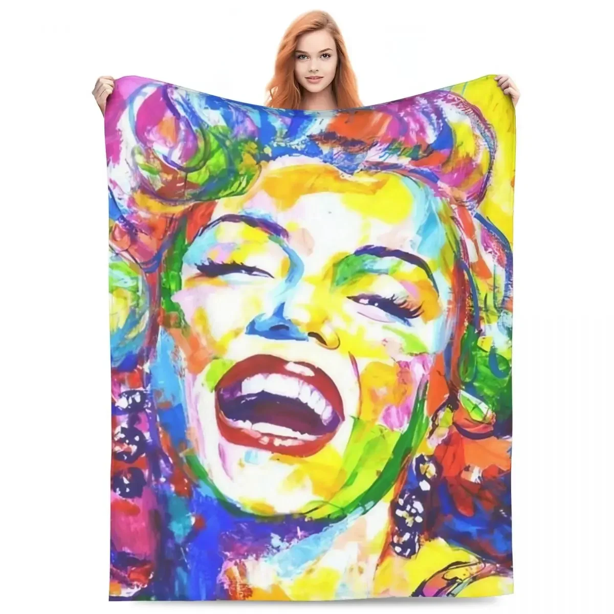 M-Marilyn Monroes Blanket Pop Art Music Singer Travel Office Flannel Throw Blanket Warm Soft Couch Chair Sofa Bed Bedspread