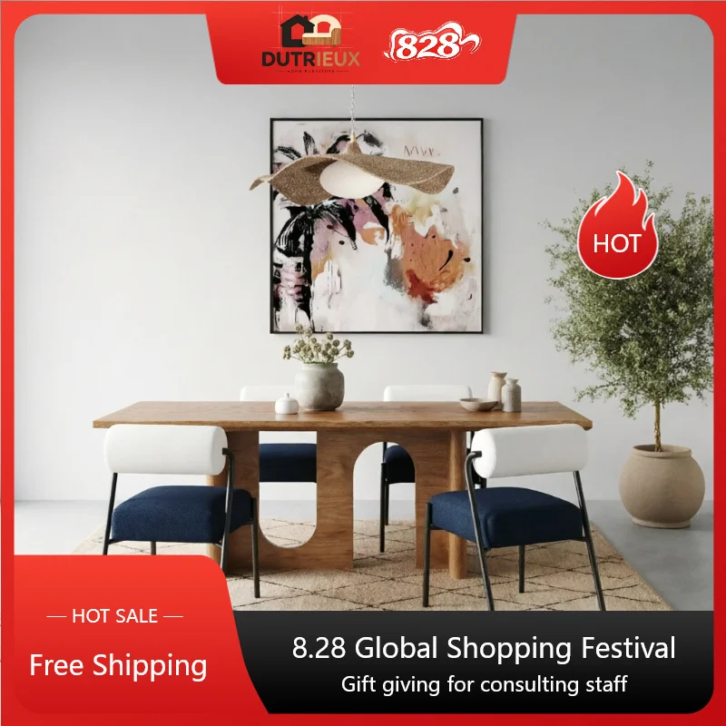 Modern Kitchen Dining Table Rectangular Wooden Big Restaurant Dining Tables 4 Chairs White Nordic Mesas De Comedor Furniture