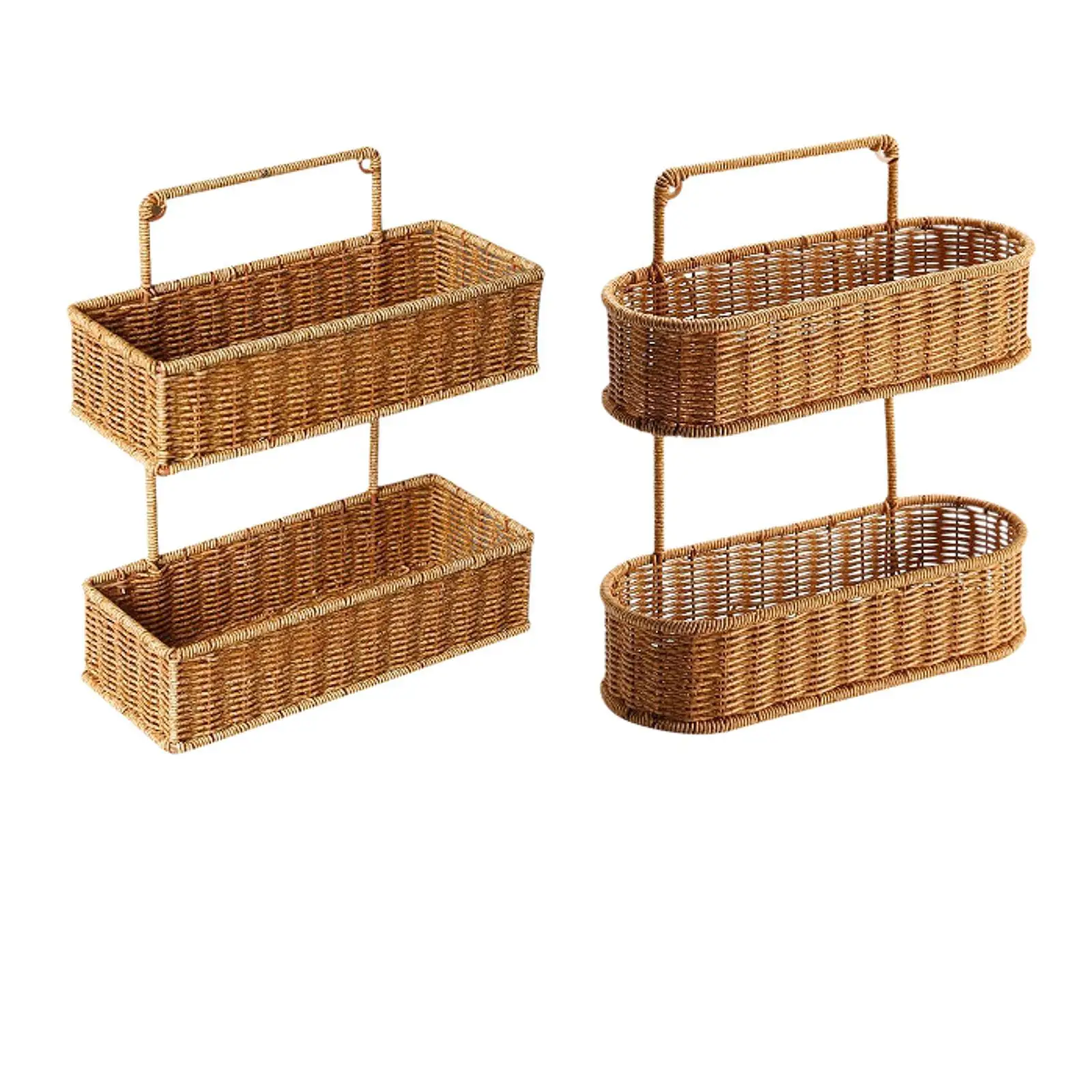 Wall Hanging Fruit Bowl Wall Mounted Organizer Bin Wall 2 Tiers Storage Basket for Home Bathroom Kitchen Entrances Bedrooms