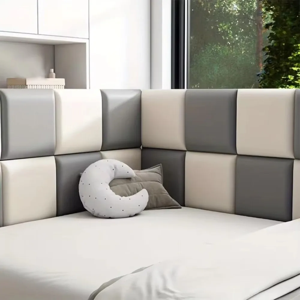 Self-Adhesive Soft Wall Panels Soft Cushion Anti-Collision Design Bed Headboard Stickers Morden Style Anti-Collision Wall Panels