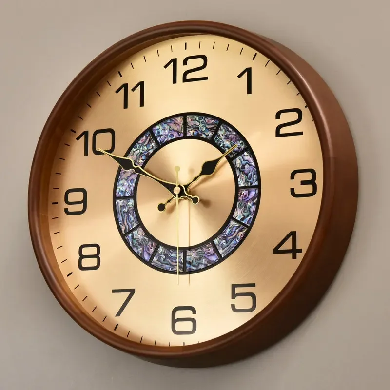 

American Wooden Living Room Wall Clock Solid Wood Decorative Clock Silent Wall Clock Fashion Home