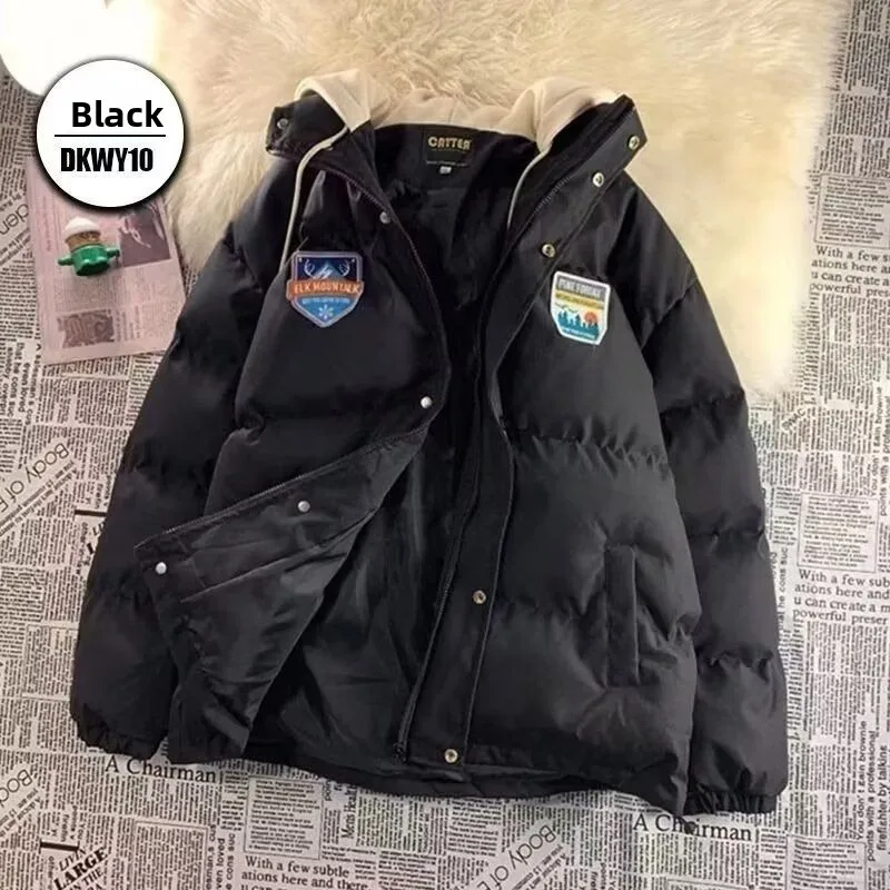 سترة شتوية سميكة للرجال مبطنة بالصوف، معطف قطني بتصميم هاراجوكو عصري وبسيط، شائع بين الشباب، مصنوع من ألياف البوليستر