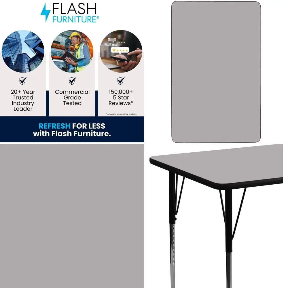 

Стол для занятий с регулируемой высотой, 24 дюйма в ширину x 48 дюймов в длину, серый ламинат, со стойкой