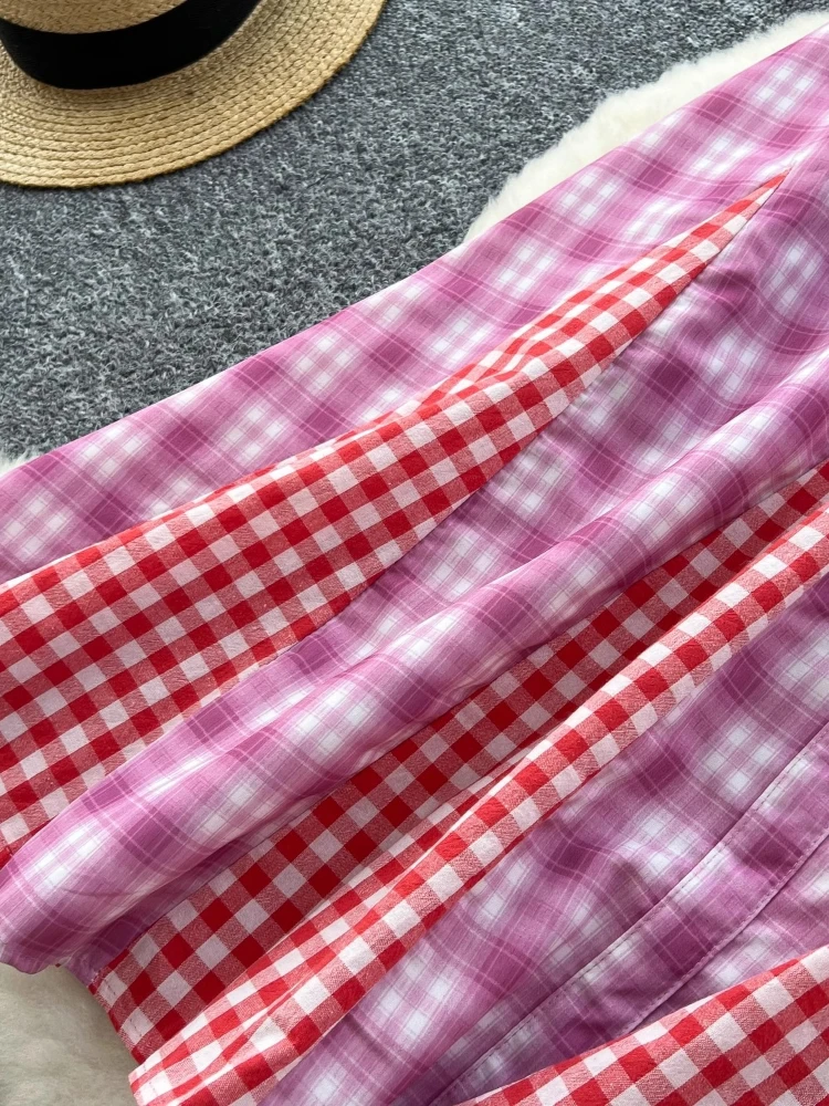 Gonna scozzese Abbigliamento donna Vita alta Grande altalena Jupe giapponese 2025 Faldas Mujer De Moda Vintage Saia Moda Gonne coreane