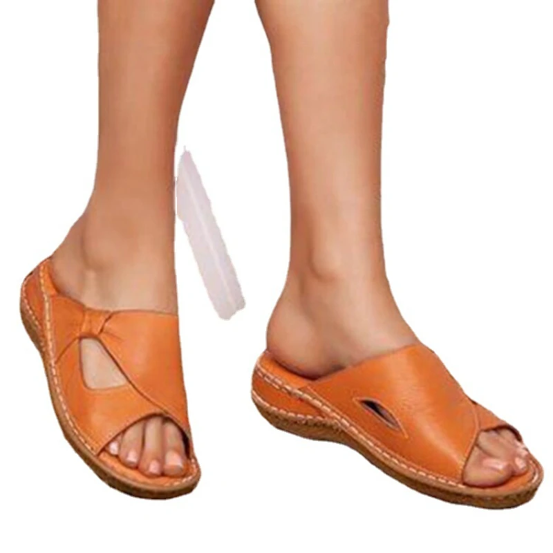 Sandalias de mujer de talla grande 35-43, novedad de 2023, zapatillas de playa planas informales Retro de verano para exteriores, chanclas