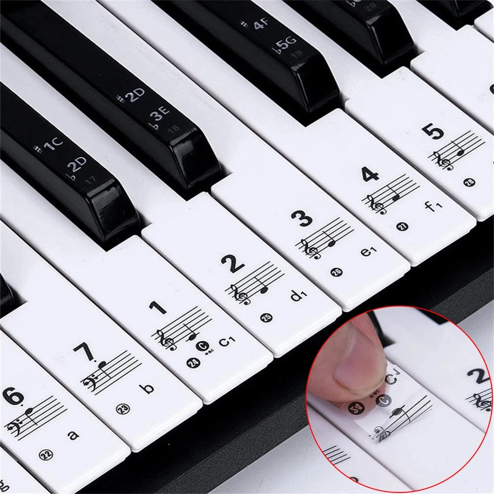 

Piano Keyboard Stickers Music Notes Transparent 61/88 Key Removable Electronic Piano Sticker Symbol Tags for Keys