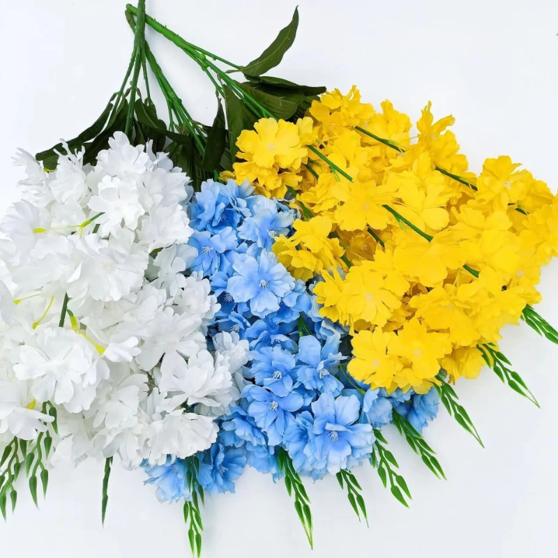 High Quality Triple 105 Head Silk Artificial Cherry Blossoms for Wedding Decoration Fast Delivery