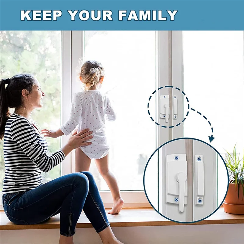 

4 Pack Window Sash Locks, Window Latches Replacement Sash Locks White Fits Horizontal Sliding Window