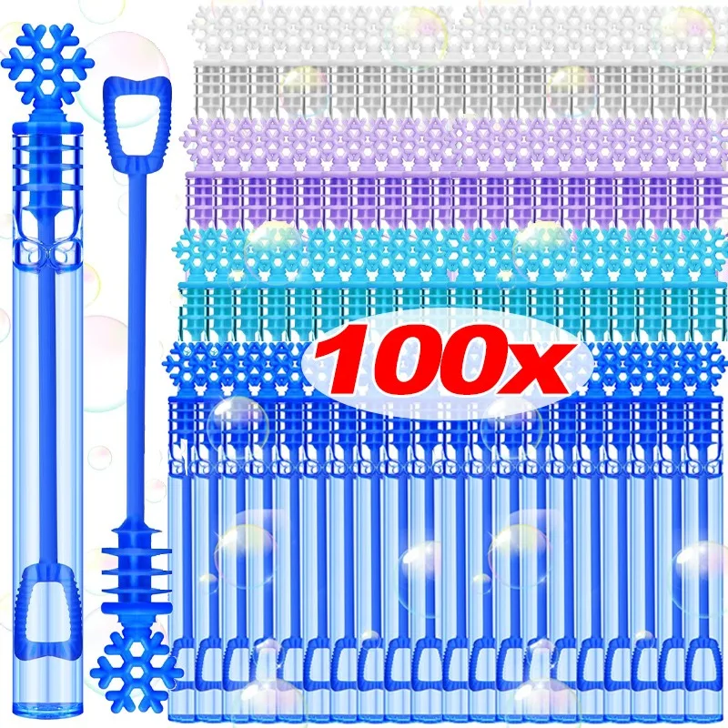 10/100x Snowflake Bubble Blaster Set Plastic Snowflake Wands Mini Bubble Tube for Weddings Youngsters Showers Birthday Christmas